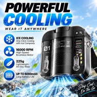 Portable Waist Fan Kipas 16000RPM Ice Cooling 6000mAh Rechargeable Neck Fan Handheld Mini Fan