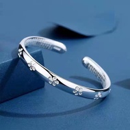 999 Pure Silver Bracelet Plum Blossom Sterling Silver Bracelet Female Solid Opening Can Be Engraved 