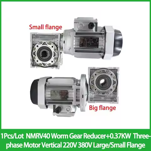 NMRV40 Worm Gear Reducer 1Pcs/Lot +0.37KW 370W Three-phase Motor Vertical 220V 380V Large/Small Flan