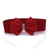 Large Elastic Bow Solid Color Wide Waistband Women'S Decorative Belt With Elastic Waist Seal Korean 