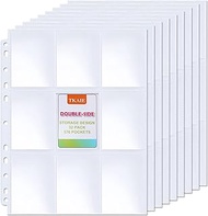 Double-Sided 576 Pockets Trading Card Sleeves Pages - Baseball Card Sleeves Fit 3 Ring Binder, 9 Poc