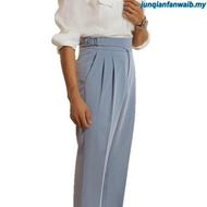 MEASOM Men's gurkha pants Adjustable Waist Anti-wrinkle Fabric Blue High Waist Pants【B258】