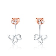 周大福 - 愛在心弦系列:18K/750 白, 玫瑰兩色黃金鑲天然鑽石耳環