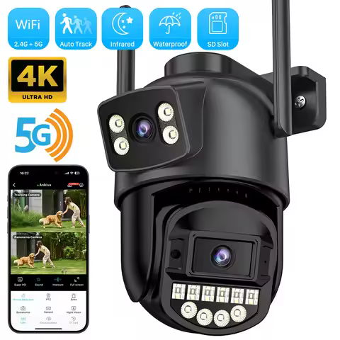 5K 10MP HD Wifi PTZ Camera Outdoor 8MP Dual Lens Dual Screen AI Auto Tracking IP Camera CCTV Audio V