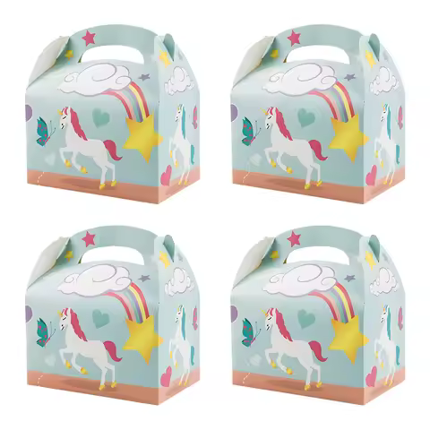 12PCS Unicorn Party Favor Treat Boxes Unicorn Gift Boxes Party Supplies Rainbow Unicorn Theme Party 