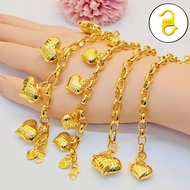New Gelang Tangan Juntai Love Gemuk Dewasa Emas Saduran24k Emas Titanium Emas Bangkok F1