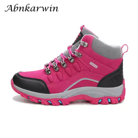 Winter Women Ankle Outdoor Leather Hiking Boots Woman Trekking Shoes Mountain Sneakers Tracking Trek