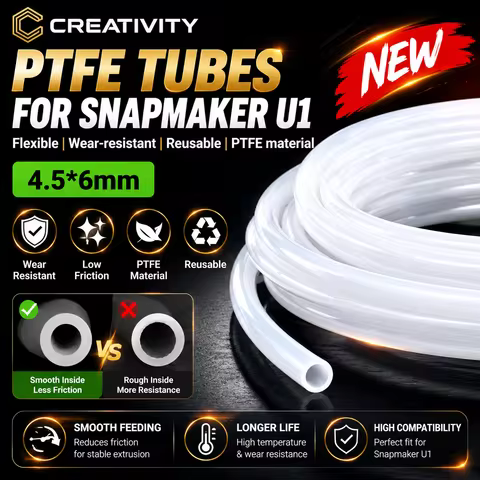 4.5*6mm PTFE Tube 25.59in White Teflonto Tubing For Snapmaker U1 3D Printer Hotend Filament Feed Pip