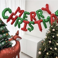 Foil Balloon Set Letters MERRY CHRISTMAS Decoration Size 16 Inches (Red-Green Letters)