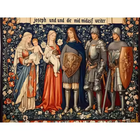 1 set of 30X40cm/11.8X15.7 inches 40X50cm/15.7X19.7 inches Knight Family Printed Cross Embroidery Ad