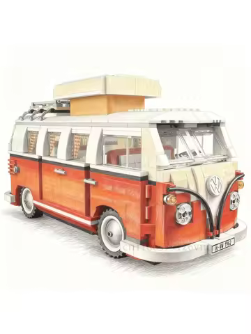 DIY retro T1 camping bus building block set picnic model car kit educational toys children boys toys
