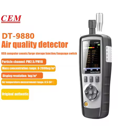 CEM DT-9880 3 in 1 Particle Counter 0.3,0.5,1.0,2.5,5.0,10um Air Temperature Measure 2.8 inch TFT Co
