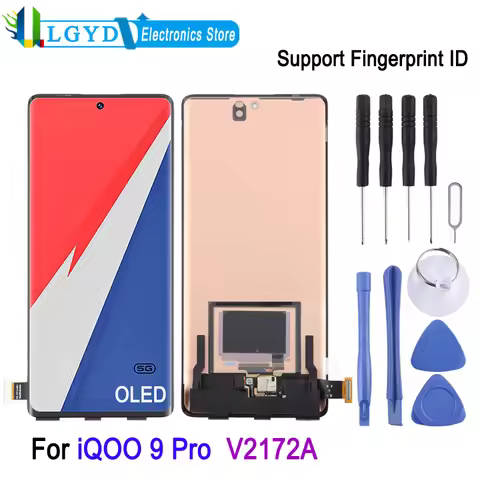 OLED LCD Screen For vivo iQOO 9 Pro V2172A, Phone Display Touch Screen Replacement Part, Support Fin