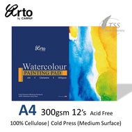 Campap Arto Watercolour Painting Pad A4 300GSM 12 Sheet (100% Cellulose, Cold Press ) - CR36262 | Ke