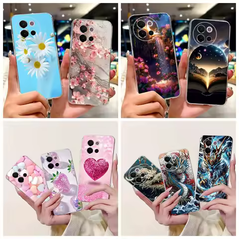 For Vivo V40 Lite 5G Case Transparent Silicone Soft TPU Back Cover Lovely Heart Case For Vivo V40Lit