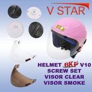 HELMET BKP V10 SCREW SET OR VISOR ( CLEAR / SMOKE ) SKRU & VISOR TOPI KELEDAR BUDAK BKP V10