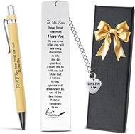 to My Son Inspirational Bookmarks - Son Gifts from Mom Metal Bookmark and Motivational Pen - Gifts f