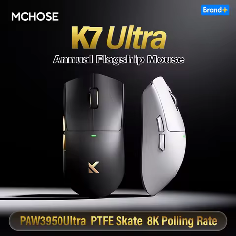 MCHOSE K7 Ultra Wireless Gaming Mouse PAW3950 Ultra Sensor PTFE Skate Optical Switch 59g Lightweight