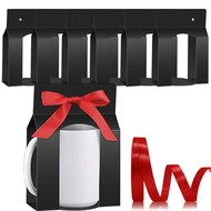 TEMU 6pcs Elegant White Mug Gift Boxes With Transparent Window & 1 Roll Of Ribbon, 11-12oz - Sublima