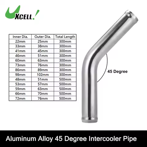 UXCELL 45 Degree Intercooler Pipe 63mm 70mm 76mm OD 300mm 500mm Long Aluminum Alloy Tube Intercooler