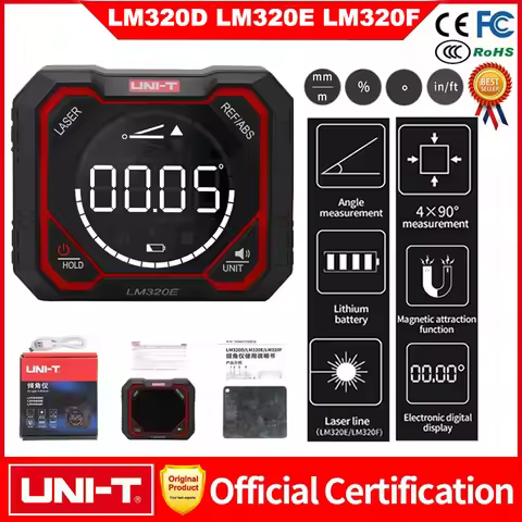 UNI-T LM320F/E/D Digital Inclinometer Laser Angle Meter High Precision 4x90° Relative & Absolute Mea