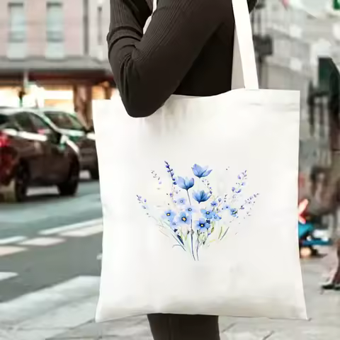 Flowers Daisy Lavender Rose Garden Shopping Bags Floral Canvas Tote Bag Shoulder Bags Eco Friendly R