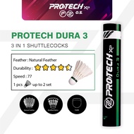 PROTECH 3 IN 1 HYBRID SHUTTLECOCK - DURA 3 (CAN LAST UP TO 2 SETS OF GAMES)(SPEED 77)(FEELLING CLOSE