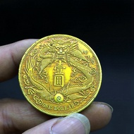 Daqing Gold Coin Longyang Short Sulong Daqing Silver Coin Collection Bronze Gold-Plated Coin Crafts 