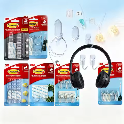 3M Command Clear Decorating Clips Tapes, No Damage Wall Hooks, Removable Mini Transparent Hooks for 