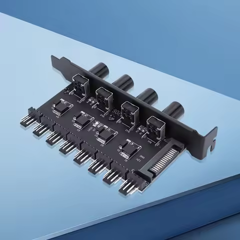 1-6PCS PC Chassis Fan Hub SATA/4 Pin Adapter 8 Channel CPU Cooling Fan HUB 4 Knob PWM Hub Cooling Fa