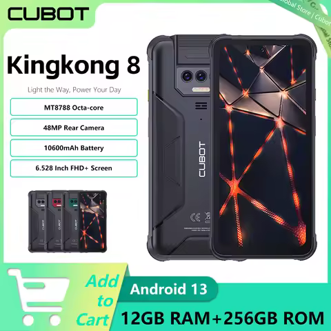 IP68 Waterproof Rugged Smartphone Android 13 Cubot KingKong 8 Octa-core 12GB RAM(6+6GB) 256GB ROM 10