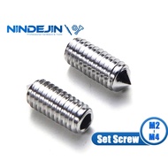 NINDEJIN Grub Screw 10-50pcs M2 M2.5 M3 M4 Hex Hexagon Socket Set Screw Cone Point Screw 304 Stainless Steel Set Screw DIN914