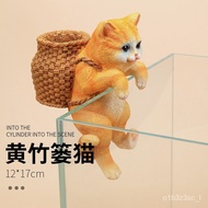 Fish Tank Landscape Cat Backpack Cylinder Side Hanging Ornaments Aquarium Desk Creative Cute Decoration Full Set of Scen