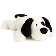 Anak Anjing Boneka Floppy, Mainan Plush yang Boleh Dipeluk, Beagle Putih dengan Telinga Hitam, Anjin