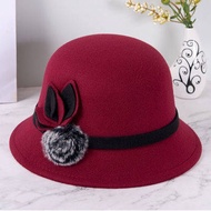 topi perempuan topi perempuan style bertudung Topi wanita musim luruh dan musim sejuk, topi bulu wol, topi musim sejuk, topi ibu, topi wanita fesyen Korea, topi kapas, topi musim sejuk
