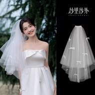 🇹🇼Taiwan Taiwan Ready Stock Bridal Veil Hair Clip Veil Short Veil Bridal Veil Veil Hair Accessories 