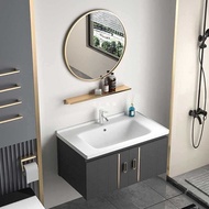 H-Y/ Space Aluminum Alloy round Mirror Bathroom Cabinet Combination Bathroom Home Washbasin Cabinet Bathroom Sink Whole