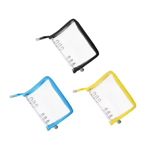 Bling Clear Binder Cover Soft PVC Loose Leaf Binder Protector Refillable Notebook Shell with Zipper 