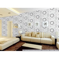 [NEW] 1 roll of 3d black circular pattern wallpaper with glue 4.5mx45cm