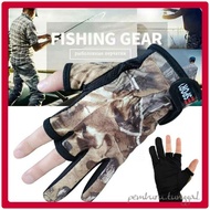 Glove memancing dan anti slip, camouflage, sarung tangan memancing, casting, jigging