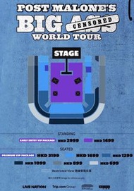 原價，原價，讓了Post Malone Big A** World Tour 演唱會門票，真誠讓三張(Post Malone）香港場週六16/09週三/三張可單丁哦