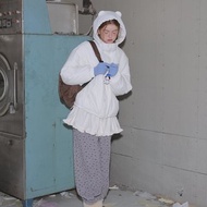 odd maker趣味小熊耳朵連帽外套女冬季寬松日系休閒羽絨外套