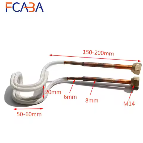 FCABA Water-cooled Induction Heating Coil T2 Copper Tube High Frequency Induction Welding Heater for
