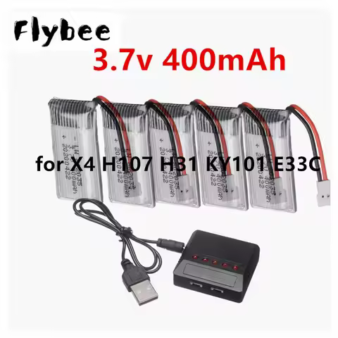 802035 3.7V 400mAh Rechargeable Lipo Battery for X4 H107 H31 KY101 E33C E33 U816A V252 H6C Unmanned 