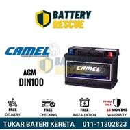 Installation Available DIN100L DIN100 LN5 Camel AGM Car Battery Bateri Kereta Mercedes Audi Porsche 