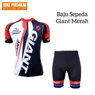 MERAH Giant Bicycle Clothes Men Set Red Non Santic