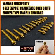 ➮ ∮ ┇ 1 set of original heng 17pcs gold bolts for Crankcase  Mio Sporty  Made in Thailand