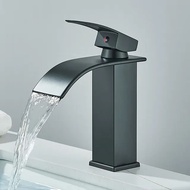 QUITE ก๊อกน้ําอ่างล้างหน้าน้ําตก ก๊อกน้ําห้องน้ําสีดํา SUS304 ก๊อกน้ําร้อนและน้ําเย็นในห้องน้ํา ก๊อก