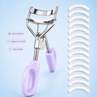 16PCS/6PCS/1PC Purple D-Shaped Handle Eyelash Curler + White Rubber Pad, Better Fit For Eye Corners,