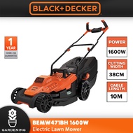 BLACK + DECKER Lawn Mower With Bike Handle (240V/1600W/38cm) BEMW471BH